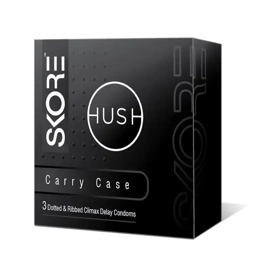 Skore Hush Dotted & Ribbed Climax delay Condom with Carry Case